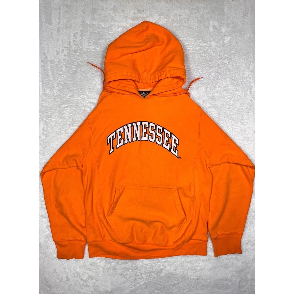 BARRY'S Reverse Weave Tennessee  Hoodie sm Yellow Cotton College Arch Logo VTG